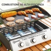 PIASTRA A GAS IN ACCIAIO SMALTATO CON 3 BRUCIATORI POTENZA 7.5KW 3 ZONE DI COTTURA E COPERCHIO NERO
