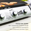 PIASTRA A GAS IN ACCIAIO SMALTATO CON 3 BRUCIATORI POTENZA 7.5KW 3 ZONE DI COTTURA E COPERCHIO NERO