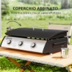 PIASTRA A GAS IN ACCIAIO SMALTATO CON 3 BRUCIATORI POTENZA 7.5KW 3 ZONE DI COTTURA E COPERCHIO NERO