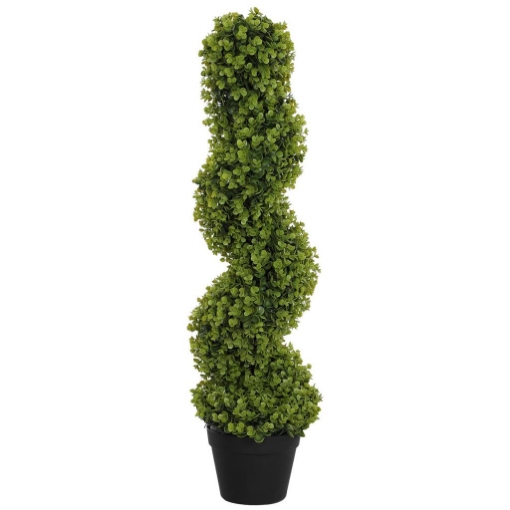 PIANTA FINTA DI EUCALIPTO A SPIRALE CON VASO INCLUSO PER INTERNO ED ESTERNO ALTEZZA 90 CM VERDE