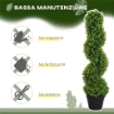 PIANTA FINTA DI EUCALIPTO A SPIRALE CON VASO INCLUSO PER INTERNO ED ESTERNO ALTEZZA 90 CM VERDE