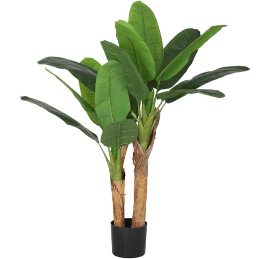 PIANTA ARTIFICIALE DI BANANO ALTA 120 CM CON VASO INCLUSO PER INTERNI VERDE