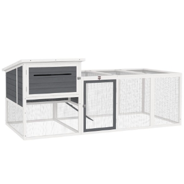 POLLAIO PER GALLINE CON CASETTA NIDO PER COVA E AREA ESTERNA 214X101X 91.5 CM GRIGIO