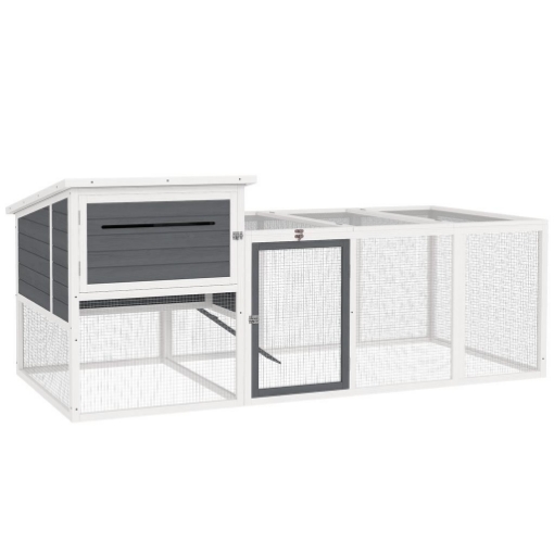 POLLAIO PER GALLINE CON CASETTA NIDO PER COVA E AREA ESTERNA 214X101X 91.5 CM GRIGIO