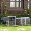 POLLAIO PER GALLINE CON CASETTA NIDO PER COVA E AREA ESTERNA 214X101X 91.5 CM GRIGIO