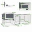 POLLAIO PER GALLINE CON CASETTA NIDO PER COVA E AREA ESTERNA 214X101X 91.5 CM GRIGIO