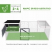 POLLAIO PER GALLINE CON CASETTA NIDO PER COVA E AREA ESTERNA 214X101X 91.5 CM GRIGIO