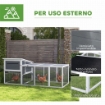 POLLAIO PER GALLINE CON CASETTA NIDO PER COVA E AREA ESTERNA 214X101X 91.5 CM GRIGIO