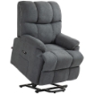 POLTRONA ALZAPERSONA CON POGGIAPIEDI E TELECOMANDO IN TESSUTO EFFETTO LINO 84X96X100 CM GRIGIO SCURO