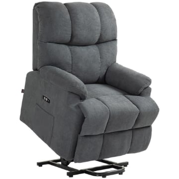POLTRONA ALZAPERSONA CON POGGIAPIEDI E TELECOMANDO IN TESSUTO EFFETTO LINO 84X96X100 CM GRIGIO SCURO