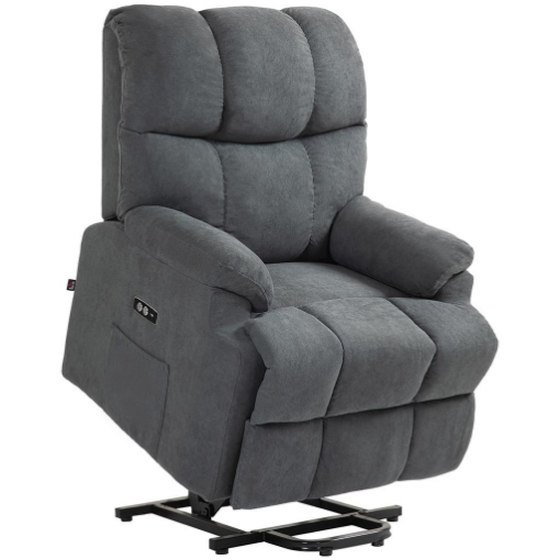 POLTRONA ALZAPERSONA CON POGGIAPIEDI E TELECOMANDO IN TESSUTO EFFETTO LINO 84X96X100 CM GRIGIO SCURO