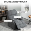 POLTRONA ALZAPERSONA CON POGGIAPIEDI E TELECOMANDO IN TESSUTO EFFETTO LINO 84X96X100 CM GRIGIO SCURO