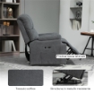 POLTRONA ALZAPERSONA CON POGGIAPIEDI E TELECOMANDO IN TESSUTO EFFETTO LINO 84X96X100 CM GRIGIO SCURO