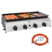 PIASTRA BARBECUE A GAS CON 4 BRUCIATORI DA 2.4KW E PIANO ANTIADERENTE 77X44.5X19 CM ARGENTO