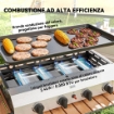 PIASTRA BARBECUE A GAS CON 4 BRUCIATORI DA 2.4KW E PIANO ANTIADERENTE 77X44.5X19 CM ARGENTO