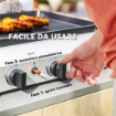 PIASTRA BARBECUE A GAS CON 4 BRUCIATORI DA 2.4KW E PIANO ANTIADERENTE 77X44.5X19 CM ARGENTO
