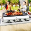PIASTRA BARBECUE A GAS CON 4 BRUCIATORI DA 2.4KW E PIANO ANTIADERENTE 77X44.5X19 CM ARGENTO