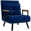 POLTRONA LETTO 3 IN 1 CON SCHIENALE RECLINABILE E CUSCINO IN TESSUTO EFFETTO VELLUTO 63X73X81 CM BLU
