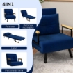 POLTRONA LETTO 3 IN 1 CON SCHIENALE RECLINABILE E CUSCINO IN TESSUTO EFFETTO VELLUTO 63X73X81 CM BLU