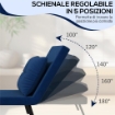 POLTRONA LETTO 3 IN 1 CON SCHIENALE RECLINABILE E CUSCINO IN TESSUTO EFFETTO VELLUTO 63X73X81 CM BLU