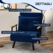 POLTRONA LETTO 3 IN 1 CON SCHIENALE RECLINABILE E CUSCINO IN TESSUTO EFFETTO VELLUTO 63X73X81 CM BLU