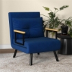 POLTRONA LETTO 3 IN 1 CON SCHIENALE RECLINABILE E CUSCINO IN TESSUTO EFFETTO VELLUTO 63X73X81 CM BLU