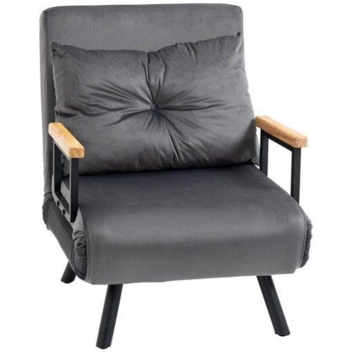POLTRONA LETTO 3 IN 1 CON SCHIENALE RECLINABILE IN 5 POSIZIONI E CUSCINO 63X73X81 CM GRIGIO SCURO