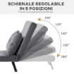 POLTRONA LETTO 3 IN 1 CON SCHIENALE RECLINABILE IN 5 POSIZIONI E CUSCINO 63X73X81 CM GRIGIO SCURO