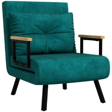 POLTRONA LETTO 3 IN 1 CON SCHIENALE RECLINABILE IN 5 POSIZIONI E CUSCINO 63X73X81 CM VERDE