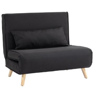 POLTRONA LETTO 3 IN 1 CON SCHIENALE RECLINABILE SU 6 POSIZIONI IN TESSUTO 94X78X80 CM NERO