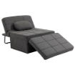POLTRONA LETTO 3 IN 1 CON SCHIENALE REGOLABILE E CUSCINO IN TESSUTO EFFETTO LINO 95X179X78 CM GRIGIO