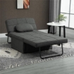 POLTRONA LETTO 3 IN 1 CON SCHIENALE REGOLABILE E CUSCINO IN TESSUTO EFFETTO LINO 95X179X78 CM GRIGIO