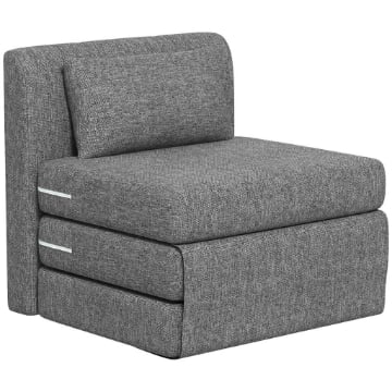 POLTRONA LETTO PIEGHEVOLE DA TERRA A 3 SEZIONI SALVASPAZIO IN TESSUTO 80X75X74 CM GRIGIO