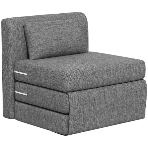 POLTRONA LETTO PIEGHEVOLE DA TERRA A 3 SEZIONI SALVASPAZIO IN TESSUTO 80X75X74 CM GRIGIO