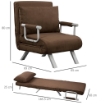 POLTRONA LETTO MODERNA 2 IN 1 CON SCHIENALE RECLINABILE SU 5 POSIZIONI E CUSCINO 65X69X80 CM MARRONE