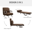 POLTRONA LETTO MODERNA 2 IN 1 CON SCHIENALE RECLINABILE SU 5 POSIZIONI E CUSCINO 65X69X80 CM MARRONE