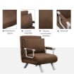 POLTRONA LETTO MODERNA 2 IN 1 CON SCHIENALE RECLINABILE SU 5 POSIZIONI E CUSCINO 65X69X80 CM MARRONE