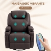 POLTRONA MASSAGGIANTE RECLINABILE CON 8 PUNTI MASSAGGIO E 5 MODALITÀ 84X92X109 CM MARRONE SCURO