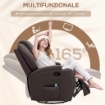 POLTRONA MASSAGGIANTE RECLINABILE CON 8 PUNTI MASSAGGIO E 5 MODALITÀ 84X92X109 CM MARRONE SCURO