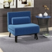 POLTRONA LETTO CON SCHIENALE REGOLABILE IN 5 POSIZIONI IN TESSUTO EFFETTO LINO E ACCIAIO 75X70X75 CM BLU SCURO