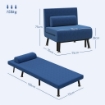 POLTRONA LETTO CON SCHIENALE REGOLABILE IN 5 POSIZIONI IN TESSUTO EFFETTO LINO E ACCIAIO 75X70X75 CM BLU SCURO