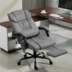 POLTRONA MASSAGGIANTE E RECLINABILE CON POGGIAPIEDI IN FINTA PELLE E ACCIAIO 66X75X112-122 CM GRIGIO
