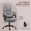 POLTRONA MASSAGGIANTE E RECLINABILE CON POGGIAPIEDI IN FINTA PELLE E ACCIAIO 66X75X112-122 CM GRIGIO