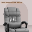 POLTRONA MASSAGGIANTE E RECLINABILE CON POGGIAPIEDI IN FINTA PELLE E ACCIAIO 66X75X112-122 CM GRIGIO