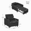 POLTRONA LETTO RECLINABILE CON TASCHE LATERALI IN TESSUTO EFFETTO VELLUTO 74X84X81 CM GRIGIO SCURO