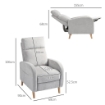 POLTRONA RECLINABILE 150¦ MAX CON POGGIAPIEDI IN TESSUTO EFFETTO LINO 68X90X106 CM GRIGIO CHIARO