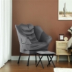 POLTRONA MODERNA CON POGGIAPIEDI E 2 TASCHE LATERALI IN TESSUTO EFFETTO VELLUTO E ACCIAIO 80X78X100 CM GRIGIO