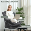 POLTRONA MODERNA CON POGGIAPIEDI E 2 TASCHE LATERALI IN TESSUTO EFFETTO VELLUTO E ACCIAIO 80X78X100 CM GRIGIO