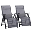 OUTSUNNY SEDIA SDRAIO DA GIARDINO ZERO GRAVITY SET 2 PEZZI CON SCHIENALE REGOLABILE SU 9 POSIZIONI E CUSCINI 65X70X111 CM GRIGIO