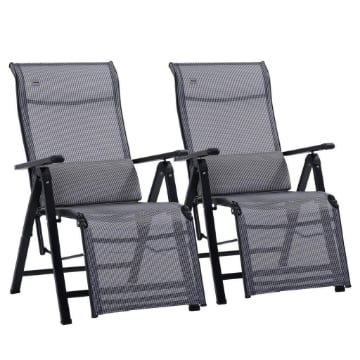OUTSUNNY SEDIA SDRAIO DA GIARDINO ZERO GRAVITY SET 2 PEZZI CON SCHIENALE REGOLABILE SU 9 POSIZIONI E CUSCINI 65X70X111 CM GRIGIO